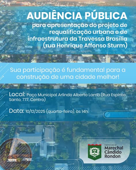 Audiência pública sobre revitalização do entorno da Praça Willy Barth acontece na quarta-feira (10)