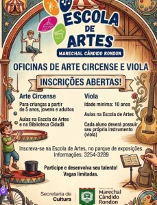 Escola de Artes rondonense abre inscrições para oficinas de arte circense e viola