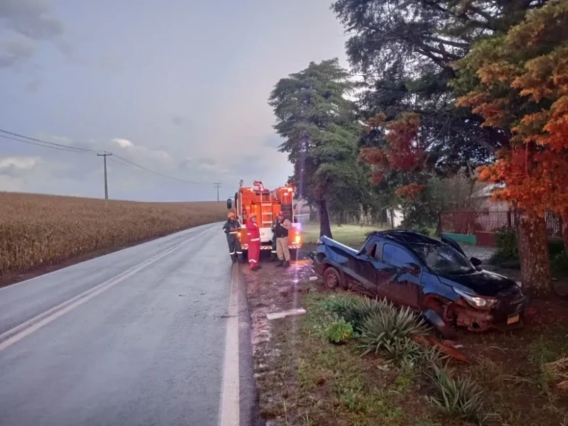 Choque contra árvore deixa motorista ferido em Corbélia