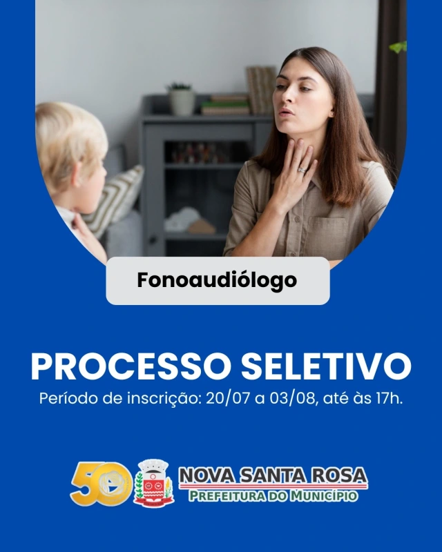 Prefeitura de Nova Santa Rosa segue com inscrições abertas para PSS para contratação de fonoaudiólogos