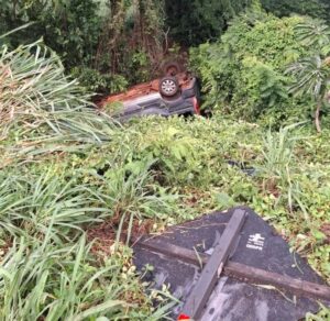 Capotamento deixa mulher e duas crianças feridas próximo a Curvado