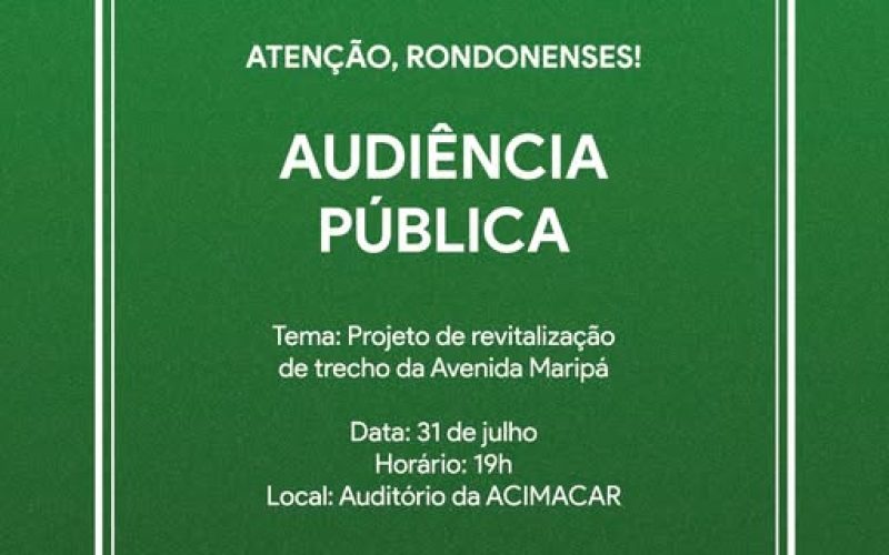 Prefeitura convoca população para audiência pública sobre revitalização da avenida Maripá