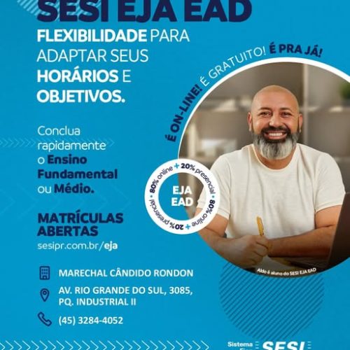 Abertas as matrículas para o EJA em Marechal Cândido Rondon