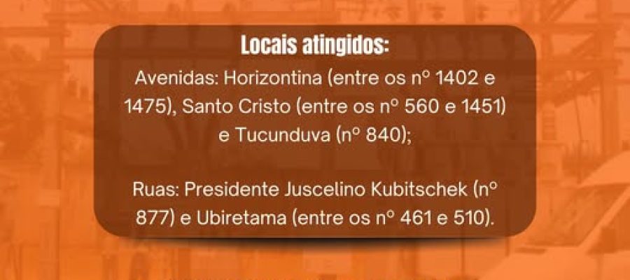 Copel interromperá fornecimento de energia nesta quinta-feira em parte da área central de Nova Santa Rosa