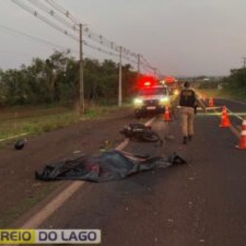 Motociclista morre em colisão frontal com caminhão na PR-488, em Santa Helena