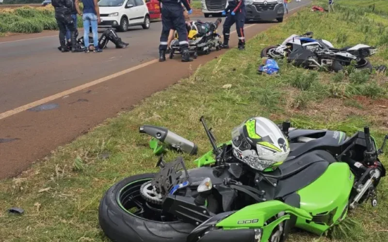 Acidente envolve três motos esportivas entre Toledo e Marechal Cândido Rondon