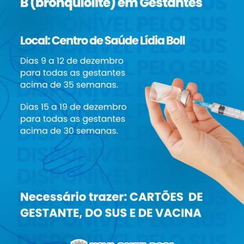 Secretaria de Saúde realiza busca ativa para imunizar gestantes contra o vírus sincicial respiratório