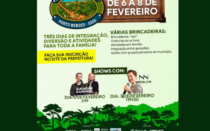 Acampamento Pais e Filhos 2026 acontecerá de 6 a 8 de fevereiro