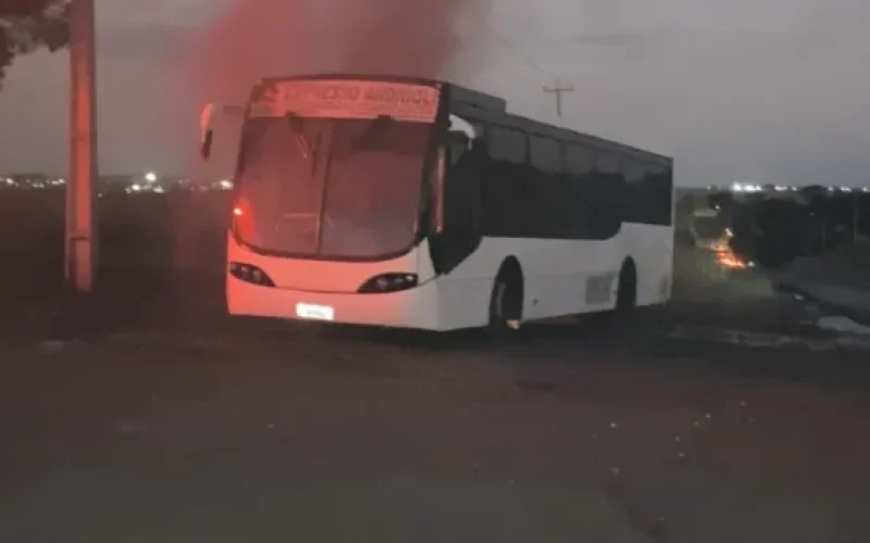 Ônibus pega fogo na BR 163 próximo a Novo Horizonte