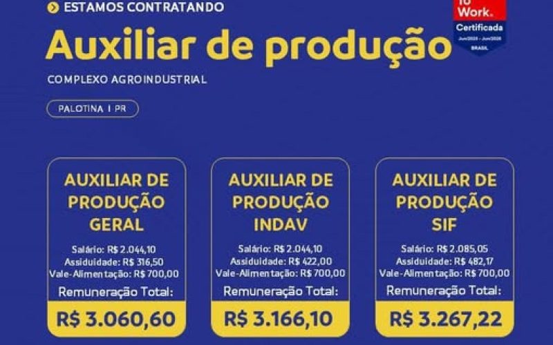 C.Vale realizará entrevistas de emprego para a contratação de auxiliares de produção na quinta-feira (17)