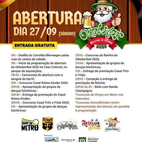 Abertura oficial da Oktoberfest 2025 de Marechal Cândido Rondon acontece neste sábado