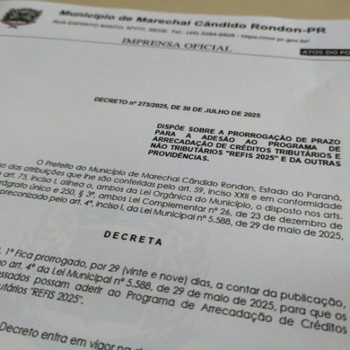 Prazo para adesão ao REFIS 2025 de Marechal Rondonk segue até 30 de agosto